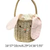 Paniers enfants filles sac de plage mignon lapin oreille paille fourre-tout enfants clés porte-monnaie panier Mini sac à main Oct7 21 livraison directe