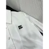 Miu camisa designer de qualidade original blusas femininas camisas início da primavera letras novo punho strass botão decoração manga longa camisa curta