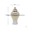 Vasos Cerâmica Gengibre Jar Golden Stripes Decorativo Geral Vaso Tanque de Armazenamento de Porcelana com Tampa Artesanato Decoração de Casa Drop Deli Dhawd