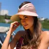 Berets Sun Hat For Women Anti-UV Wide Brim Visor Pleats Protection Ladies Foldable Beach Vacation Summer Hats