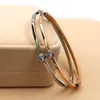 Bangle estilo coreano simples único diamante pulseira titânio aço galvanizado 18k rosa ouro casal bracelet268h