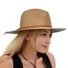 Chapéus de borda larga Luxyonuo Womens Sun Hat com Wind Lanyard Sunmmer Beach Palha UPF 50 para viagens Outerdoor Caps 2024 Primavera