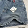 Damesjeans Hoge versie 24SS Lente Zomer Nieuw LOE * Pocket Handdoek Geborduurd Rood Leer Logo Ontwerp Hoge Taille Slanke denim shorts YMKT