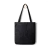 Shoppingväskor kvinnor corduroy väska fast tyg foder kvinnlig duk axel förvaring handväska eko livsmedelsbutiker