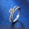 S Silver Cross Four Claw Mosang Stone D Color VVS1 Clarity Micro Set Diamond Proposal Ring for Women