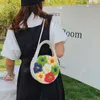 Bolsa de tecido de corda de algodão INS, bolsa de flores, bolsa pequena refrescante de um ombro, bolsa de praia de férias, bolsa crossbody simples e versátil 240315