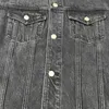 Streetwear Jacket Heavyweight Washed Black Denim Coats Men