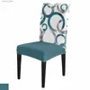 Housses de chaise Cercles de peinture géométriques Housse de chaise extensible bleu gris pour salle à manger Banquet Hôtel Housses de chaise de siège en spandex élastique L240315