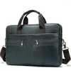 Briefcases Men's Briefcase Leather 14 "men's Laptop One Shoulder Crossbody Portable Business Bag