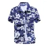 Mäns casual skjortor mode mens hawaiian skjorta manliga färgglada tryckt strand aloha kort ärm plus storlek 5xl camisa hawaiana hombre