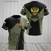 Men's T-Shirts Russia Flag Mens T-shirts O-neck Russian Shirt 3D Printed Oversized Fashion Short Slve Mens Clothing Tops Loose Strtwear Y240315