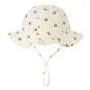 Hårtillbehör Muslin Baby Sun Hat Spring Summer Kids Hucket Hats For Girls Pure Cotton Beach Togle Boy Cap Spädbarn Född 0-12m