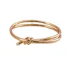 Tifanism Classic V Gold Plated Mijin T Family Knot Armband 18K Rose Non Fading Bow Wrapped Smooth Clasp Sweet Chyx Ocay