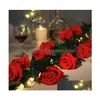 Flores decorativas Guirnaldas 20 pulgadas Rosa artificial para el día de San Valentín Rosas Real Touch Seda Sola flor falsa Ramos de tallo largo DHBTF