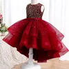 Girl's Dresses Girls Baby Band Dress 4-12 Years Floral Temperament Sequin Princess Dress 2023 New Formal Dress For Carnival Party 240315