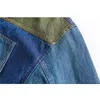 Giacche da uomo Giacca patchwork di jeans Primavera Autunno Colletto rovesciato per uomo donna Cotone blu