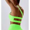 Lu Align Lemon One Shoulder Seamless Ribbed CUTIES Bra Women Neon Sports Gym Fiess 2024 New Asymmetrical Yoga Workout Crop Top Jogger Gym