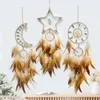 Dekorativa figurer Handgjorda drömfångare Sun Moon Star Home Dekorera Feather Shell Wind Chime hängande dekorationer