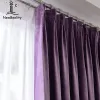 Cortinas Cortinas nórdicas para Sala de Estar Comedor Dormitorio Luz Terciopelo de Lujo Estilo Europeo Cortina de Color sólido púrpura Ventana por Encargo