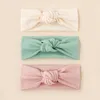 Hårtillbehör 3PC Solid Color Single Knot Baby pannband Bomull Rib Bow Elastic Hairbands Girls Kids Party