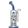 Double matrice Perc verre eau Bongs plates-formes pétrolières narguilés Shisha fumer tuyau de verre recycleur Dab Rigs 25 cm de haut