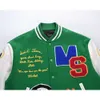 Giacca da uomo universitaria Letterman vintage da baseball con ricamo in ciniglia con catena di maniche in pelle personalizzata Oem 99