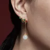 Dangle Earrings Vintage Women Drop Cloisonne Jade Earings 2024 Christmas Jewelry Cheongsam Accessories