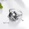 Cluster Rings Rose ring with Gray Pearl for women Leaf Trendy dropshipping anel anillos aneis bagues femme statement jewelry L240315