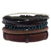 Bracelets de charme Corde Cuir Tressé À La Main Mtilayer Perles En Bois Rétro Ensemble Pour Hommes Punk Réglable Bangle Party Bijoux Drop Delive Dhkph