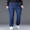 Plus Size 48 50 Men Denim Jeans 300KG Casual Fashion Business Pants Elastic Loose Straight Long Dropship Large 5XL 6XL 7XL 240305