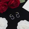 Luxe Blauwe Kristallen Oorbellen Letter V Stud Originele Merk Designer Mode Vrouwen Strass Bruiloft Diamanten Sieraden Valentijnsdag Cadeau Met Doos Hoge Kwaliteit