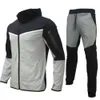 Trainingsanzug Tech Set Designer-Trainingsanzug Europa American Basketball Football Rugby Zweiteiler mit Damen Langarm Hoodie Jacke Hose Frühling Herbst 10wwri