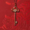 Designer 925 Sterling Silver Tiffany and Co Qianxi Même collier clé plaqué avec pendentif en or 18 carats Nouvel An Red Jade Marrow Iris