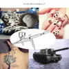 KKmoon 0.2mm 9cc Gravity Feed Dual Action Airbrush Set for Art Painting Tattoo Manicure Paint Hobby Spray Model Nail Tool 240304