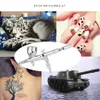 KKmoon 0,2 mm 9 cc Schwerkraft-Dual-Action-Airbrush-Set für Kunstmalerei, Tattoo, Maniküre, Farbe, Hobby, Sprühmodell, Nagelwerkzeug 240304