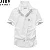 2023 Spring/Summer New Work Shirt Mens Short Sleeve Loose Mens Shirt Solid Color Large Summer Mens Casual