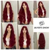 Long Curly Wine Burgundy Red Synthetic Wigs with Long Bangs for Women Afro Deep Wave Cosplay Party Natural Hair Heat Reisitant 240305