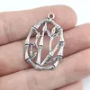Charms Est 12Pcs 23 34mm Antique Silver Color Hollow Bamboo Necklace Earrings Leaf Pendant For DIY Jewelry Making Wholesale