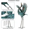 Natelf Garden Crane Sculptures posąg niebieski czapla wystrój zewnętrzny duży ptak sztuka sztuka stojąca metalowe ozdoby US 240301