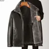 Papa Winter Lederjacke für Männer Plüsch und verdicktes Fell für ältere Menschen mittleren Alters integriert