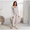 Vêtements de nuit pour femmes Ensemble de pyjama pour femmes pour femmes causal imprimé floral à manches longues vêtements de détente 2 pièces Djerf Avenue Pyjamas Y2K Chic Vinta Dhp83