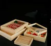Boîte à Sushi sashimi en bois de cuisine japonaise, avec couvercle, boîtes à poisson, saumon, assiette de bœuf, vaisselle de restaurant, stockage des aliments 240304