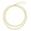 Chains 18K Gold Plating Layered Necklace Layering Paperclip Chain Choker Gift For Women Clavicle299E