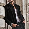 Jaquetas masculinas Mens jaqueta camurça meio colarinho de alta qualidade botão cardigan casual retro tendência atraente textura casaco inteligente para homens