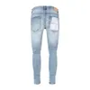Merk paarse bedrukte mode slanke fit elastische mannen en Amerikaanse jeans jeans
