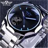 Vincitore Blue Ocean Geometry Design Acciaio inossidabile di lusso quadrante piccolo scheletro Orologi da uomo Orologio da polso automatico di lusso di marca superiore310S