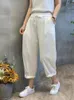 Pantalon femme kaki classique coton sarouel pour femme 2024 Sumemr blanc taille élastique Bloomers pantalon maison Capri Joggers