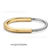 Tifaniym classic V Gold U shaped Lock Colorful Bracelet 18K Elliptical Diamond Half Fashionable E0SE