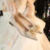 Dress Shoes Women Sequins Silver Champagne Flats 2cm Wedding Bride 2024 Engagement Bridesmaid Thick Heels
