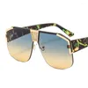 Sonnenbrille 2024 Gradienten Schild Männer Frauen Leopard Quadrat Luxus Trend Mode PC Objektiv Legierung Metall Dekorieren Coole Sonnenbrille